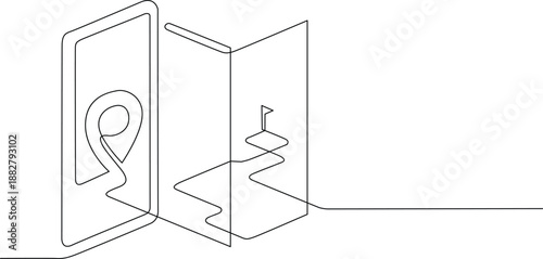 Open map application on smartphone Vector