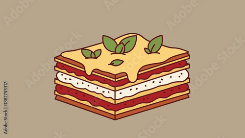 A Delightful Illustration of a Delicious, Layered, and Freshly Minted Lasagna Dish