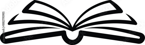 Open book icon vector illustration for education and learning concepts in minimalist black and white design for library school university knowledge literature study reading textbook publication projec
