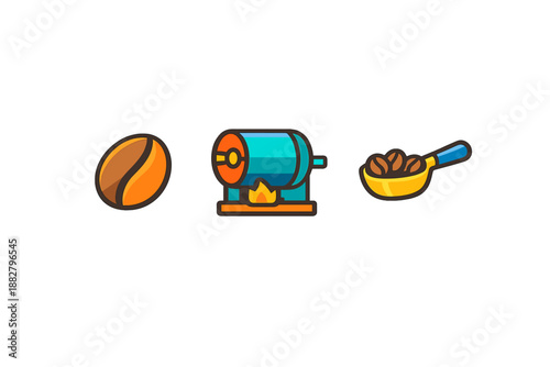 Coffee Bean Roasting Process Icons