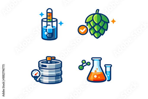 Brewing and Science Icons Set