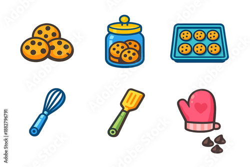 Baking icons and symbols on a dark background