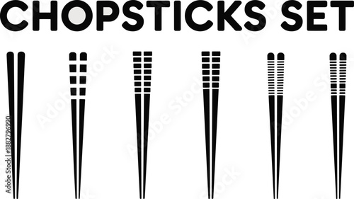 Elegant chopsticks set in minimalist black and white design for asian cuisine dining experiences creative kitchenware illustration artistic asian culture promotion restaurant advertising catering serv