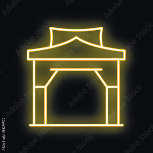 Glowing neon line chinese gate icon isolated on black background. Vector illustration