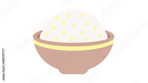 A Simple Bowl Of Rice Illustrated For Culinary And Healthy Eating Related Designs