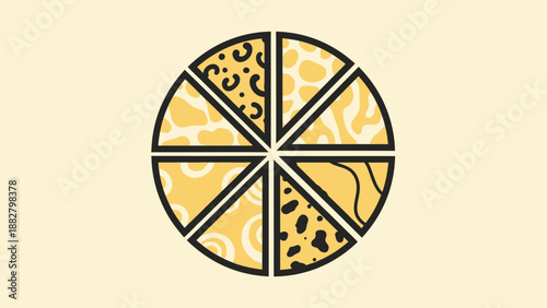 Abstract Graphic Design Featuring A Circular Shape With Assorted Patterns and Styles