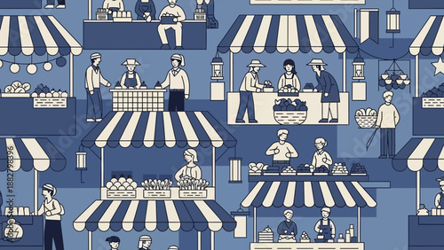 A Vibrant Market Scene: Capturing The Hustle And Bustle Of Community Commerce