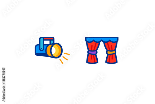 Spotlight shining on theater curtains