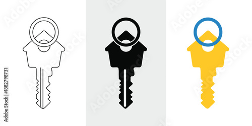 House Key Vector Illustration Set in Modern Flat Design Style for Real Estate and Property Management Locksmith Services Home Security Solutions Access Control and Safety Presentations Residential Bui