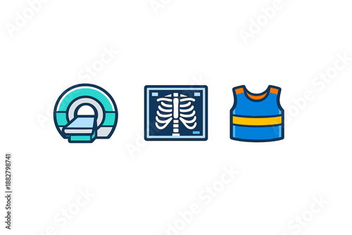 Medical imaging icons on a dark background