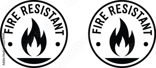 Fire Resistant Symbol Icon Set for Safety Regulations Building Materials and Construction Industry Fireproofing and Protection Standards Quality Assurance and Compliance for Product Labeling and Safet