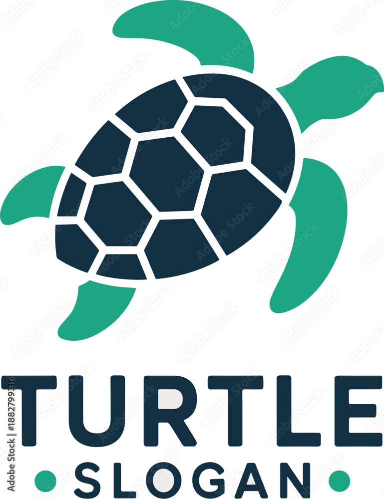 Fototapeta premium Abstract turtle logo design concept swimming in ocean sea icon cute animal character graphic emblem illustration for company brand identity marine life conservation environmental protection or childre