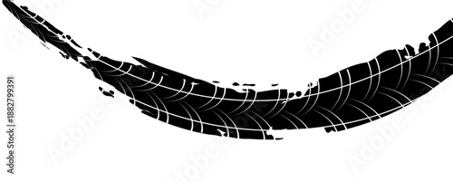 Tire track. Tyre mark of car, bike, motorcycle with grunge effect on white background. Wheel footprint, road element, dirty rubber protector pattern. Realistic vector illustration.