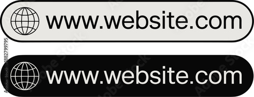 Website address internet domain name www global network connection search bar vector graphic with black and white design for registration marketing promotion online business technology communication p