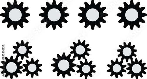 Black gear cogwheels rotating in seamless pattern for manufacturing industrial automation process machine technology engineering solutions abstract teamwork collaboration concept for presentations and