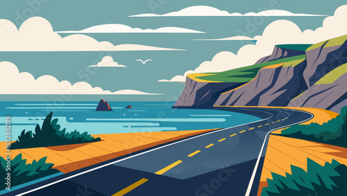 Coastal highway journey Vector
