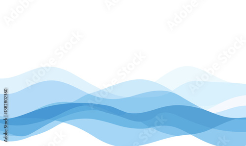 Abstract blue wave shapes background with layered flowing transparent curves on white minimalist vector design for dynamic modern themes and motion concept