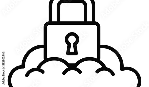 Cloud secured with locked padlock symbolizing data protection and privacy online