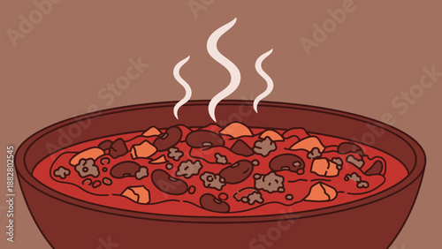 Aromatic And Delicious Chili Con Carne In A Rustic Bowl With Freshly Steaming Aroma