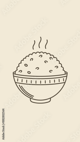 Aromatic Bowl Of Freshly Steamed Rice, A Culinary Delight, Ready To Serve And Savor