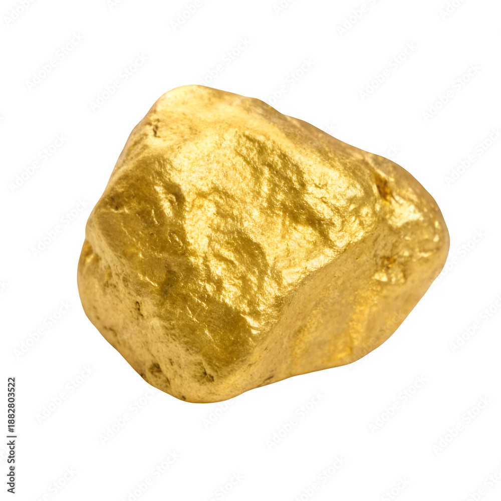 Obraz premium Pure gold nugget rock isolated on transparent background