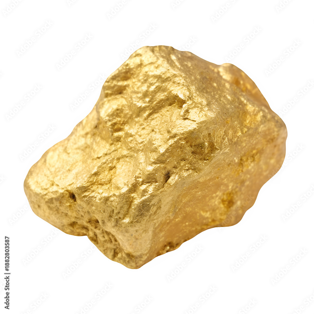Obraz premium Pure gold nugget rock isolated on transparent background