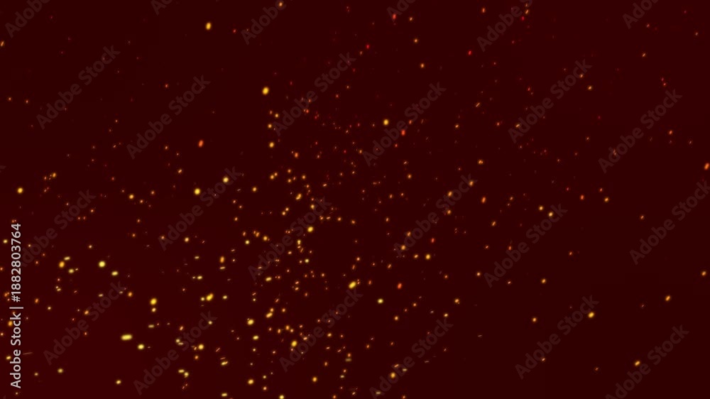 Realistic surreal fire dust sparks overlay on maroon background. Flying ...