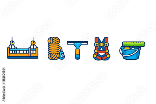 Window Cleaning Equipment Icons