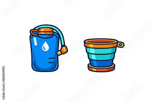 Collapsible cup and hydration pack icons