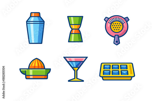 Cocktail bar tools icons