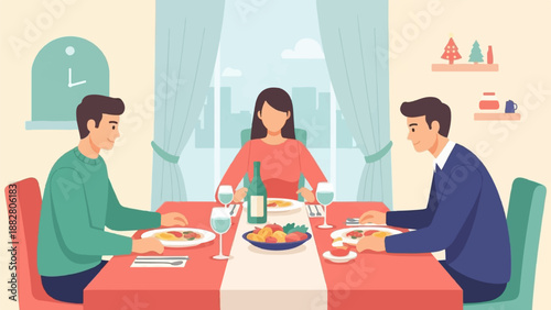 Family enjoys a holiday meal at a beautifully set dining table indoors