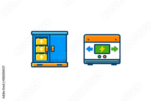 Battery storage and inverter icons