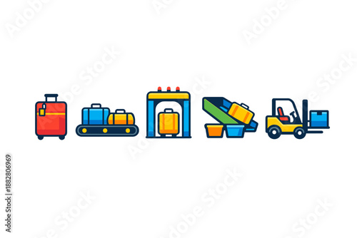 Airport baggage handling icons