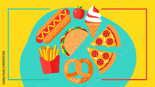 Assortment Of Delicious Foods In A Vibrant Composition For Culinary Appeal