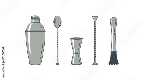 Barware Illustration: Essential Tools For Crafting Cocktails and Beverages