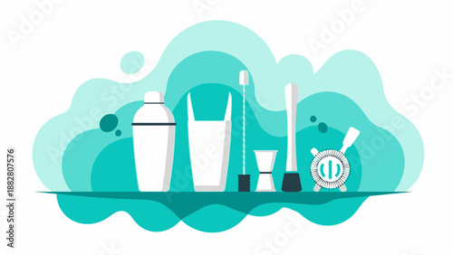 Barware Illustration with Modern Aesthetic: Ready for Cocktail Recipe Creations