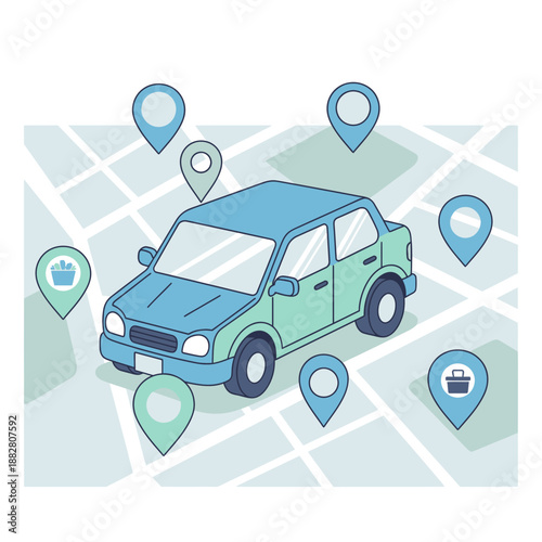 Automobile Navigation System Showing Pinpoints and Digital Location for Seamless Journey Planning