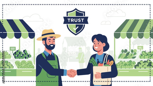 Building Trust And Community: A Local Market Handshake Fostering Fresh Connections