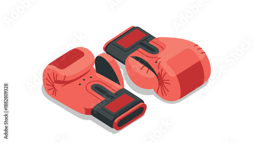 Red boxing gloves isometric design on white background