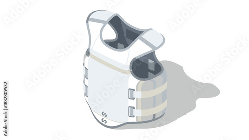 Isometric body armor design with shadow on white background