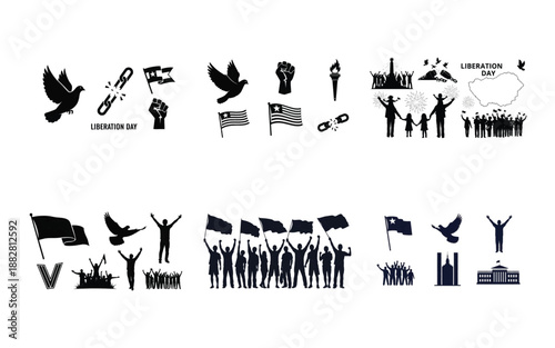 Black and white liberation day celebration and symbols 1