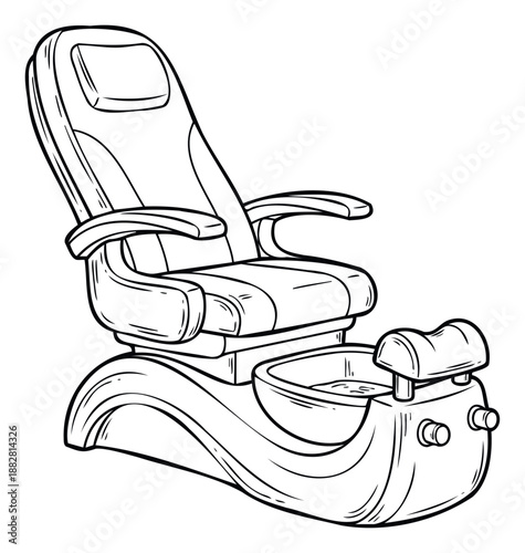 A stylish pedicure spa chair with an integrated foot bath provides ultimate comfort and relaxation for beauty and wellness services in salon marketing materials