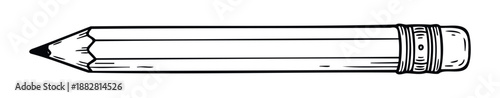 Simple graphic of a sharpened pencil featuring a graphite tip and eraser, useful for academic projects, office stationery, and educational content.