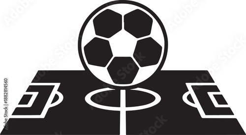 Soccer Field with Ball Silhouette Football Game Icon