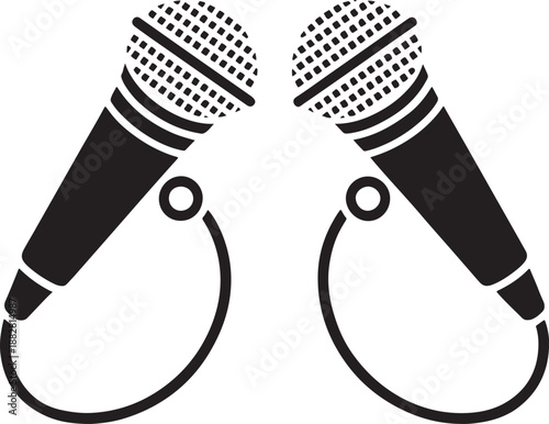 Dual Microphone Audio Silhouette Icon