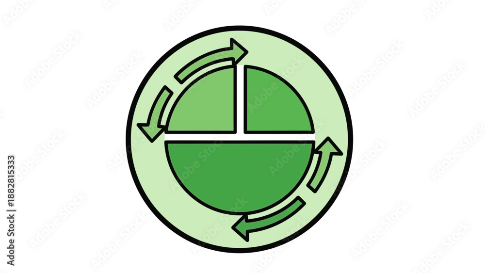 Obraz premium Circular Green Diagram Illustrating Cycle, Process, And Sustainable Business Practices