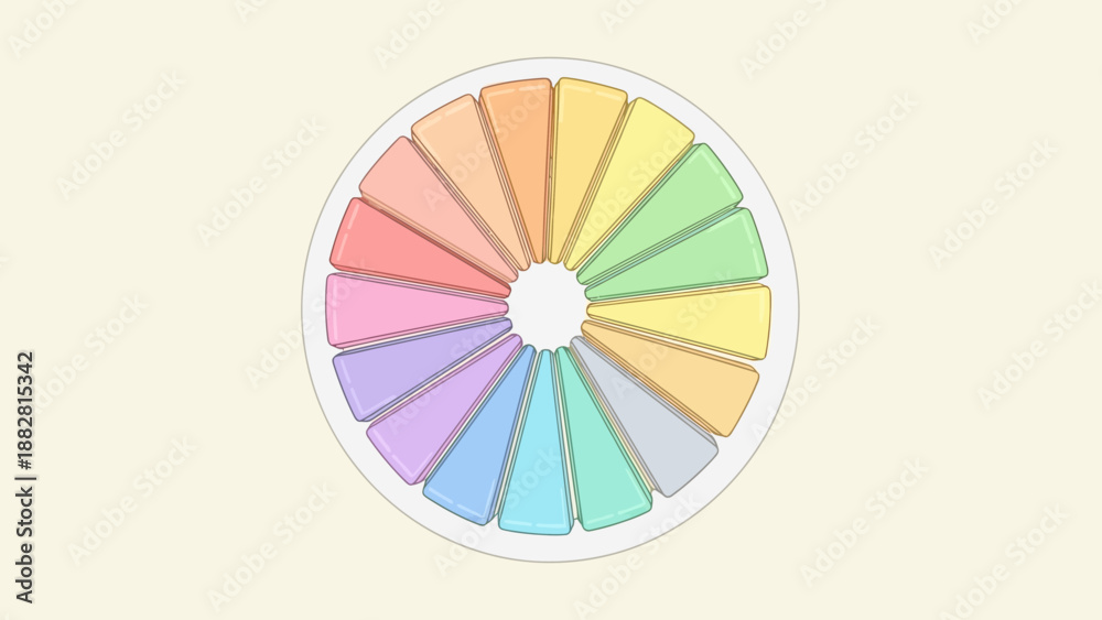 Obraz premium Circular Rainbow Slice Artwork Depicting a Colorful Geometric Design Concept