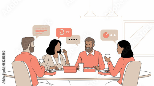Colleagues Engaging In a Lively Dialogue During Their Shared Meal Time Together