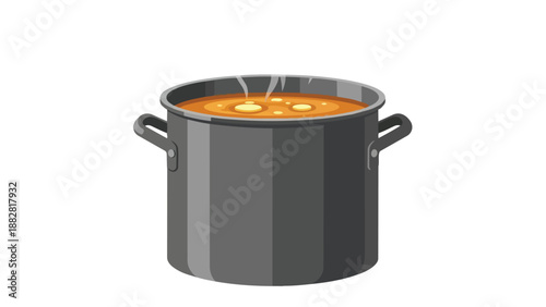 A steaming pot of warm, hearty liquid simmers gently, exuding comforting warmth. This vibrant culinary illustration showcases a delicious freshly