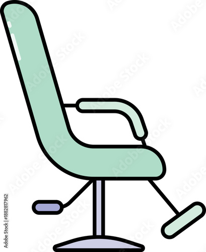 Hair salon chair from side with outline illustration